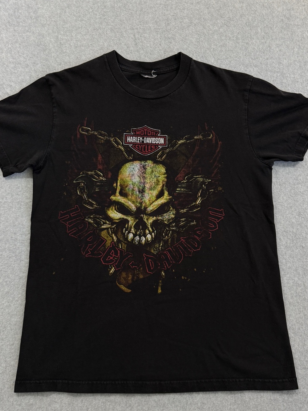 2000’s Harley-Davidson Conroe Texas Skull Graphic Short Sleeve T-Shirt Size L